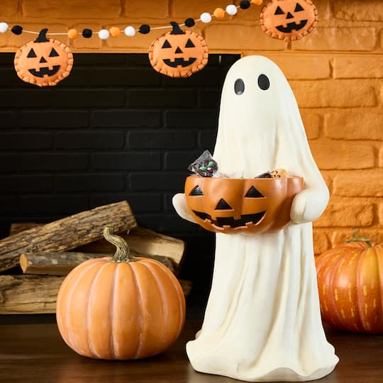 27.75" White Ghost with Jack-o'-Lantern Bowl by Ashland®